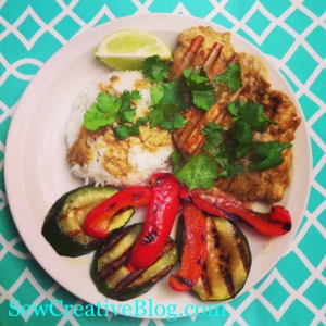 Coconut Lime Chicken with Coconut Rice and Grilled Vegetables